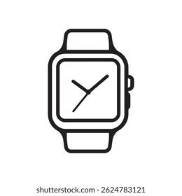 Features a square watch with minimalist black outline and hands, displaying the time, set against a transparent background, for versatile design use. - Powered by Shutterstock - Get 15% off with code: PIKWIZARD15