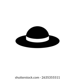 Features a stylish black women's hat with a contrasting white band, isolated on a transparent background, perfect for fashion or accessory themes.