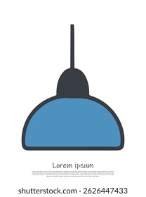 Apresenta um design elegante lâmpada pendurada, mostrando uma estética minimalista com cor azul. Perfeito para elementos de decoração modernos com fundo transparente.