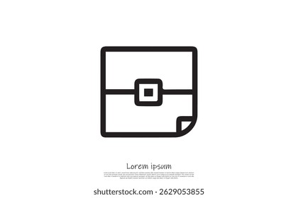 Features a stylized flat file document icon with rounded edges and a square connector at the top in simple black outline.