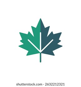 Features a stylized maple leaf icon with a smooth green to blue gradient, set against a clean transparent backdrop, perfect for nature and fall themed designs.