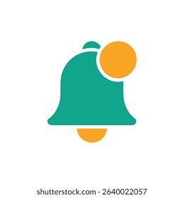 Features a teal bell icon with a small orange circle indicating a new notification. The design is modern, simple, and clean, isolated against a white background.