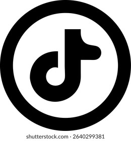 Features a TikTok logo enclosed within a circular outline, ideal for social media marketing and digital design applications.