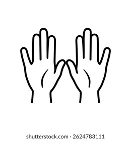 Features two hands, palms open and facing up, in a bold silhouette style. Design element on a transparent background for easy integration.