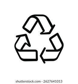 Features a universal recycling symbol in black, displayed against a transparent backdrop with arrows in a circular design process.