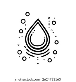 Presenta un diseño de icono de gota de agua en estilo de contorno, realzado por burbujas. Con un fondo transparente, este gráfico se integra perfectamente.
