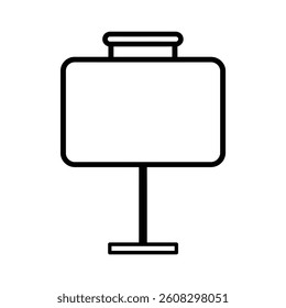 Features a whiteboard icon with a simple, clean outline, ideal for presentations. The design includes a stand and transparent background for easy integration.