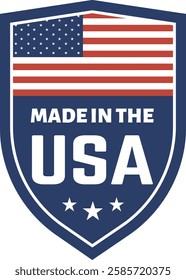 Featuring the American flag and three stars, the Made in the USA label symbolizes patriotism, quality, and pride in American made goods, instilling consumer trust