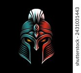 Featuring an ancient Roman Spartan warrior helmet illustration with gradient color, this illustration is perfect for educational materials, logos, or adding a touch of Roman valor to any project.