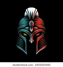 Featuring an ancient Roman Spartan warrior helmet illustration with gradient color, this illustration is perfect for educational materials, logos, or adding a touch of Roman valor to any project.