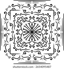 featuring black and white line art ornaments