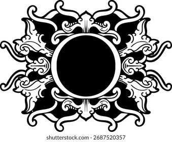 featuring black and white line art illustration ornament design	