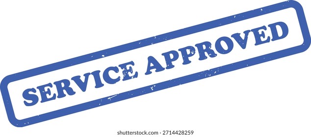 Con un sello aprobado por el servicio azul en un estilo grunge, que transmite la validación en un fondo transparente con un diseño limpio.