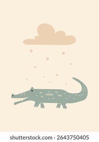 Featuring a charming crocodile in soft hues, this boho kids poster adds a whimsical touch to nursery decor. Perfect for creating a playful and soothing environment for little ones.