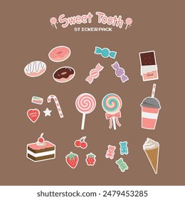 Featuring charming design of collection sweet treats element, these stickers are ideal for expressing love for desserts and snack in a fun and colorful way