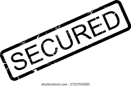 Mit einem diagonal ausgerichteten Stempel, seine stark schwarze Farbe und abgerundete Rechteck Form zieht sofort das Auge. Das Wort "gesichert" ist kühn eingeprägt, was für Klarheit und einfache Erkennung sorgt.