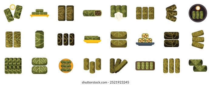 Com dolma preparado de muitas maneiras, este conjunto de ícones é perfeito para sites ou aplicativos que envolvem cozinha mediterrânea