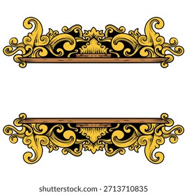 Con elegantes decoraciones de diseño ornamental con hermosas tallas de color dorado