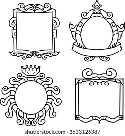 com quatro molduras decorativas de pixel preto e branco com diferentes designs