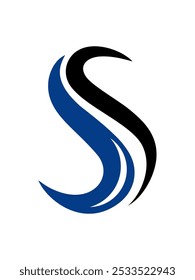 featuring the letter 'S' in blue and black, it has a sleek and modern design eps format.eps