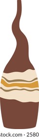 Featuring a modern brown ceramic vase with a wavy neck and horizontal stripes, showcasing minimalist design and neutral colors, enhancing home decoration with style and elegance