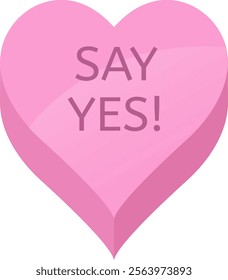 Featuring a pink candy heart adorned with the cheerful words Say Yes., representing a delightful way to propose or accept a Valentine s Day date filled with love and romance