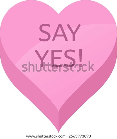 Featuring a pink candy heart adorned with the cheerful words Say Yes., representing a delightful way to propose or accept a Valentine s Day date filled with love and romance