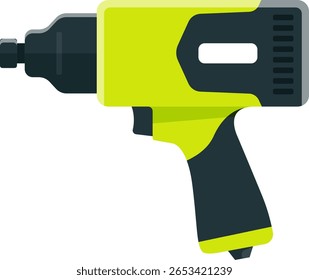 Apresentando uma robusta chave de impacto sem fio verde-limão e preto, projetada para tarefas de fixação de serviço pesado na construção, reparação automotiva e projetos DIY