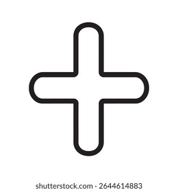 Apresentando um símbolo de adição grosso, preto com extremidades arredondadas, este elemento minimalista adiciona um toque moderno a qualquer design contra um fundo nítido e transparente.