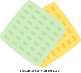 Featuring two overlapping microfiber cleaning cloths in vibrant green and yellow, providing an effective and simple solution for tackling household chores with ease