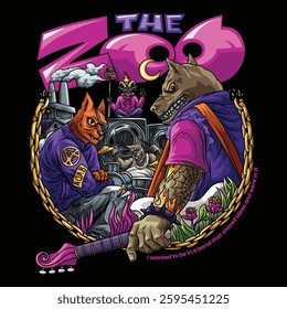 featuring a unique and interesting music group, consisting of different animals. with a cool but scary appearance.