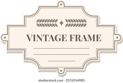 Featuring a vintage frame adorned with a laurel wreath, offering blank lines for personalized text and convenient holes for hanging, creating an elegant and timeless design