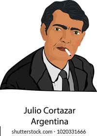 Febrary, 08, 2018 Illustration vector isoladed, Julio Cortazar, Argentina