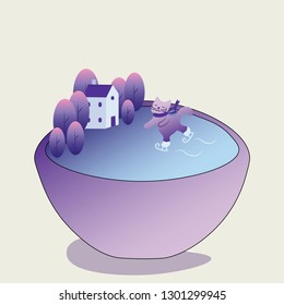 febrary skate cute animals vector illustration 