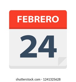 Febrero 24 - Calendar Icon - February 24 - Vector Illustration