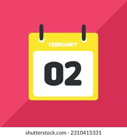 February 02 vector icon calendar Date, day and month Vector illustration, colorful background.