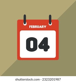 februar 04 Vektorsymbol im Kalender Datum, Tag und Monat Vektorgrafik, bunter Hintergrund.