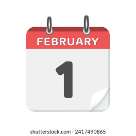 February 1. Calendar icon on white background. 