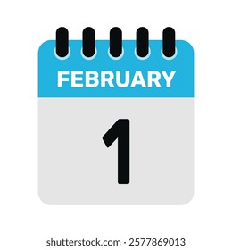 february 1 calendar icon reminder Vector design Illustration.