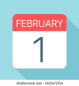 February 1 - Calendar Icon - Vector Illustration