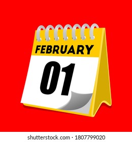 February 1 calendar icon vector illustration