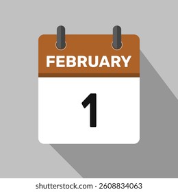 february 1 calendar icon vector month date number illustration design