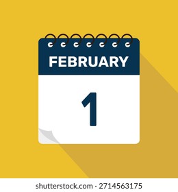 1. Februar Kalender-Symbol, Vektorgrafik mit Design