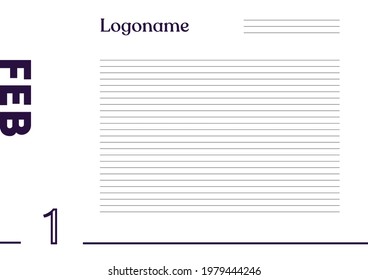 February 1 Calendar on notebook paper background with your logo