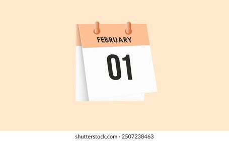 1. Februar - Kalender und Zeitplaner. Erinnerung an das Symbol des Tageskalenders. Vektorgrafik.