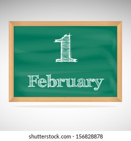 February 1, day calendar, school board, date