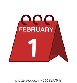 1. Februar Schreibtisch-Kalender, Vektor auf weißem Hintergrund
Vektor roter Kalender, flaches Symbol