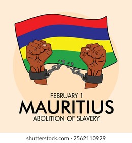 February 1 mauritius abolition of slavery card, poster and banner design vector illustration 