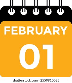 February 1 on calendar icon vector. Calendar vector icon. Deadline. Date. 
