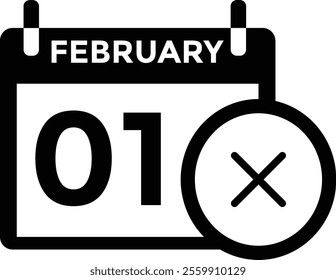 February 1 on calendar icon vector. Calendar vector icon. Deadline. Date. 

